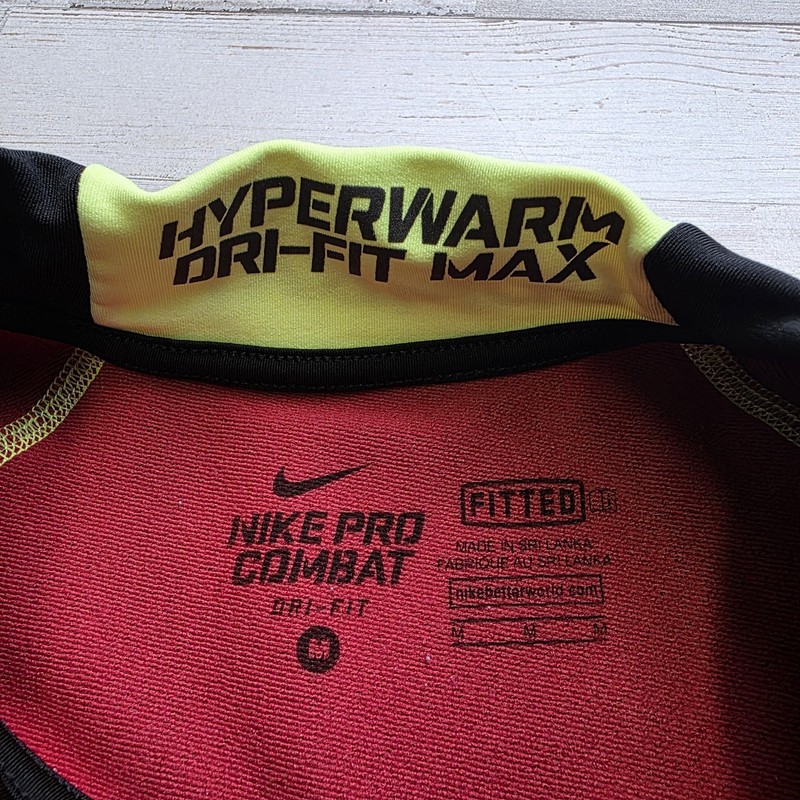Nike Pro Combat Hyperwarm Dri-FIT Max Mens MED Black Neon Yellow 1/4 Zip Jacket gallery