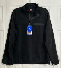 32 Degrees Heat Mens Large Long Sleeve Quarter Snap Fleece Pullover Black NWT