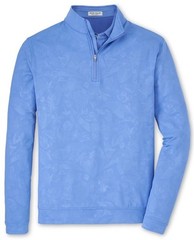 Peter Millar Mens Perth Shadow Stripe Floral Print 1/4 Zip Pullover Blue Sz S