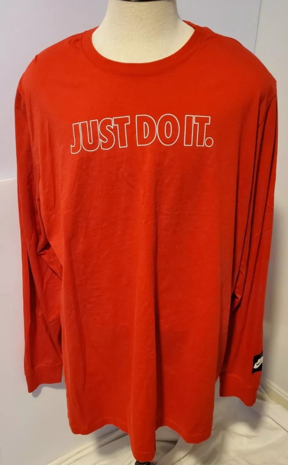 Nike T-Shirt Men's Big & Tall Red "Just Do It" Swish Cotton Long Sleeve Size 4XL gallery
