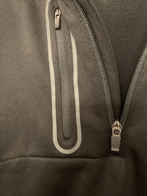 Callaway Black Quarter Zip Pullover w/Zip Pocket Jacket Warm Light Sz Large Golf gallery