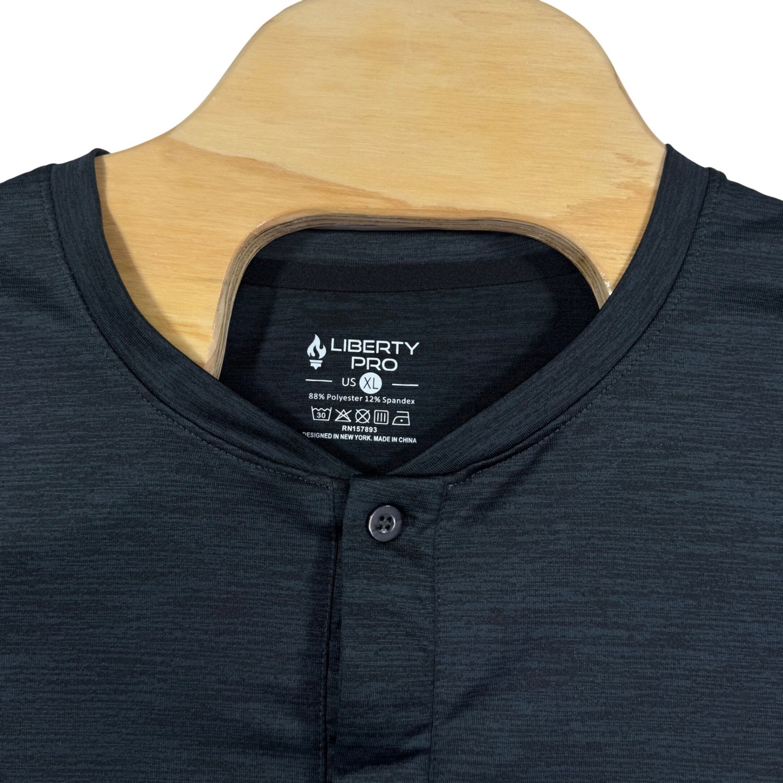 Liberty Pro Shirt Mens XL Heathered Gray Performance Button Henley Short Sleeve gallery
