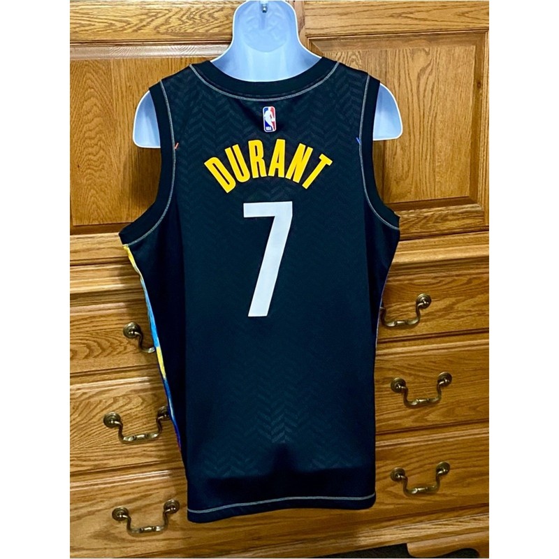 Nike NBA Brooklyn Nets Kevin Durant #7 City Edition Swingman Black Jersey Men XL gallery