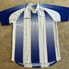 Vintage 2000s Reebok Soccer Jersey Blue White Striped L Italy
