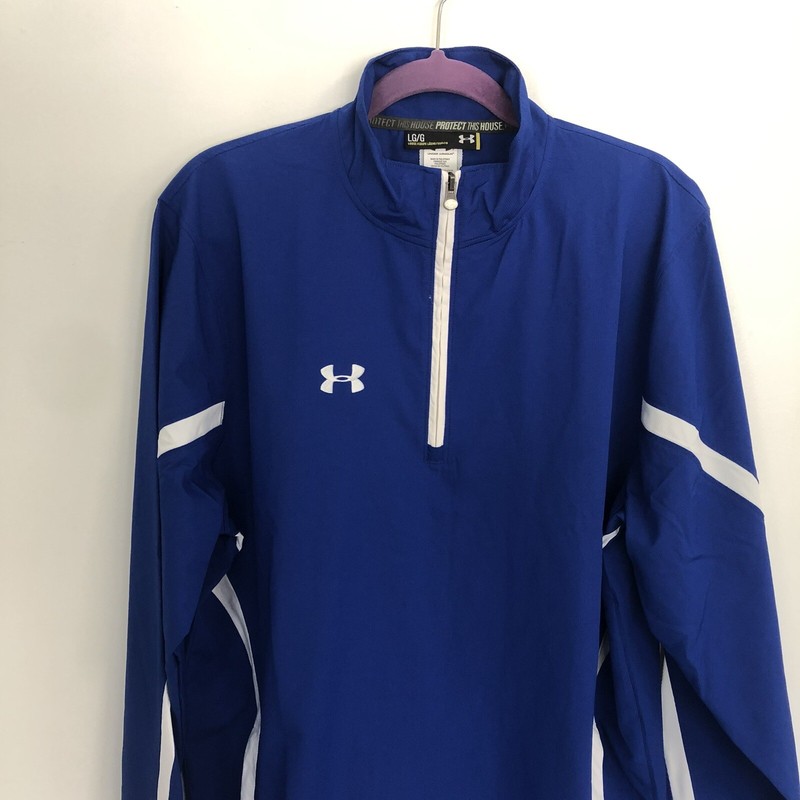 UNDER ARMOUR LOOSE Fit Men’s Blue/White 1/4 Zip Long Sleeve Pullover Size LG/G gallery