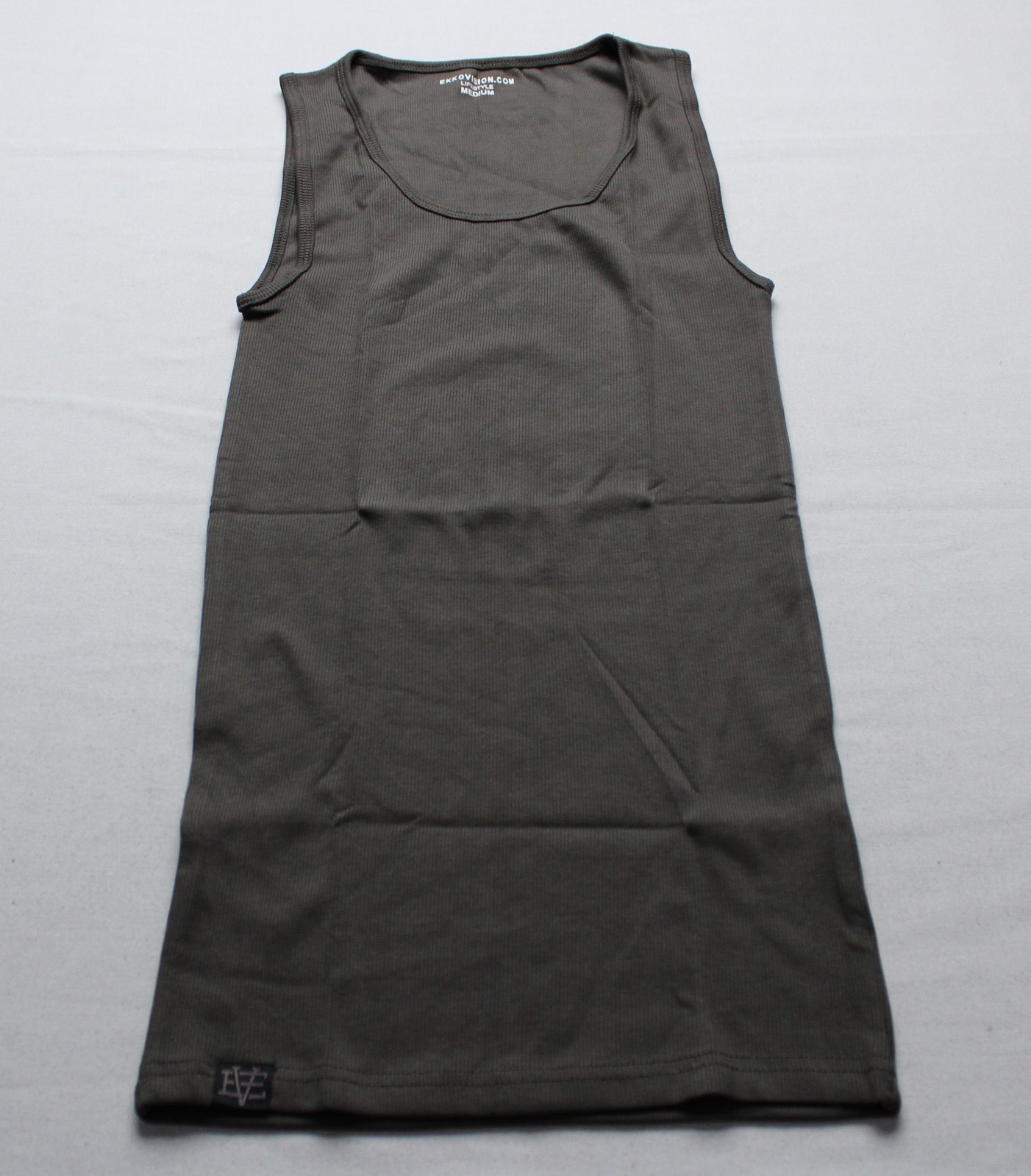 Ekkovision Men's Solid Ribbed Active Lifestyle Tank Top EJ3 Shadow Medium NWT gallery