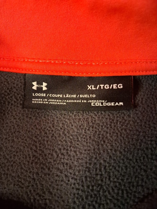 Under Armour Coldgear 1/4 Zip Pullover Gray Heather Orange Neon Mens XL gallery