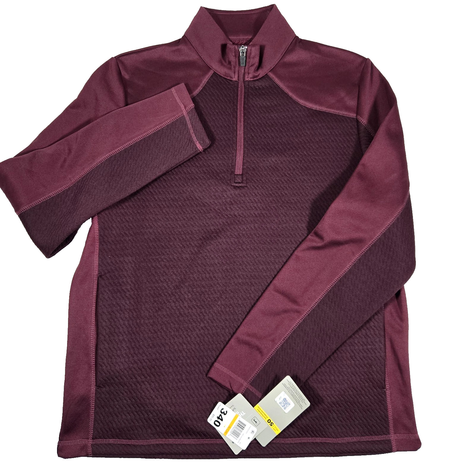 PGA Tour Men's Small Golf Thermal Stretch Burgundy 1/4 Zip Pullover Jacket New gallery