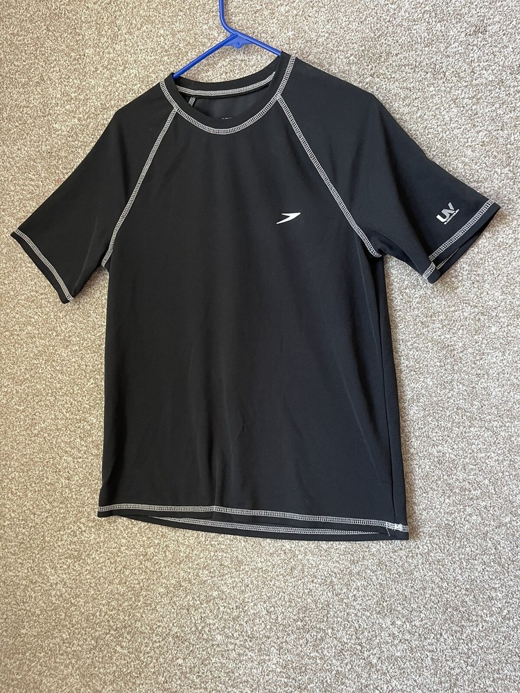 Speedo Men's UV Block the Burn Base Layer Short Sleeve Black Size Small
