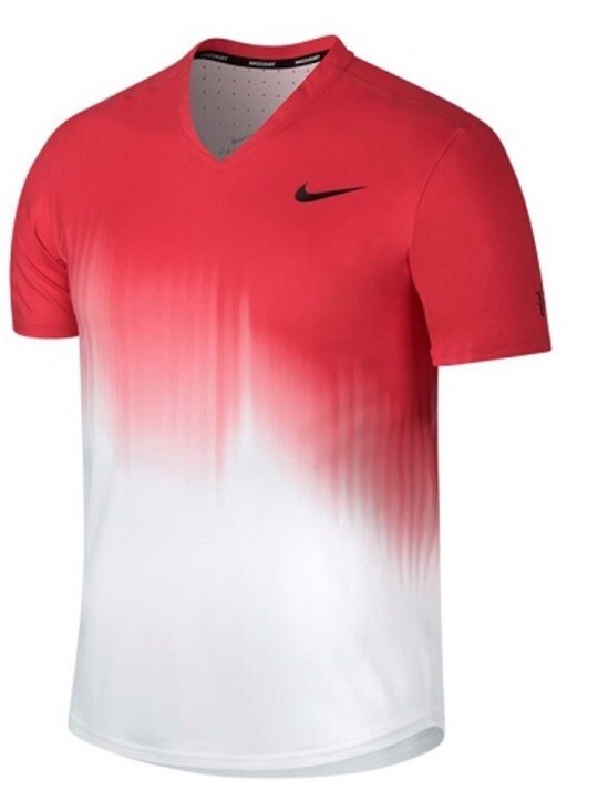 Nike Men’s S Roger Federer RF 2017 US Open Polo Tennis Shirt V-Neck Crew gallery
