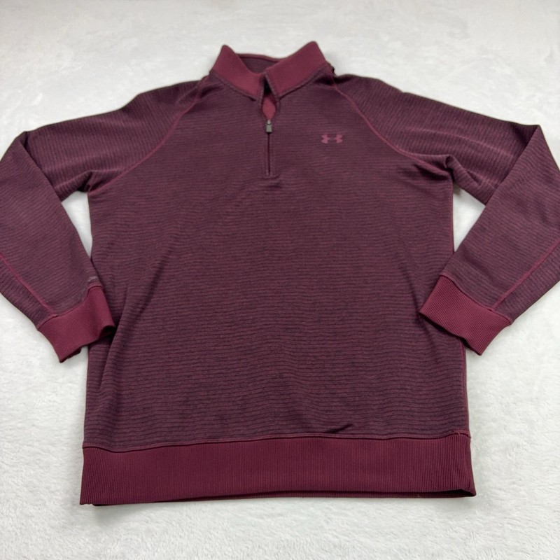 Under Armour 1/4 Zip Long Sleeve Pullover Men L Dark Red ColdGear Stretch gallery