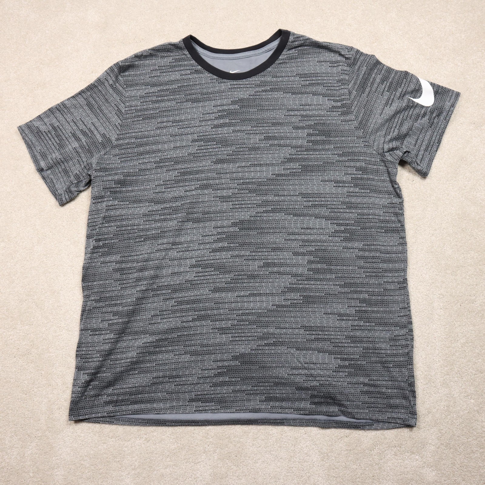Nike Dri-FIT Shirt Mens 2XL Gray Allover Nike Logo Print The Nike Tee 873095-065 gallery