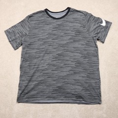 Nike Dri-FIT Shirt Mens 2XL Gray Allover Nike Logo Print The Nike Tee 873095-065