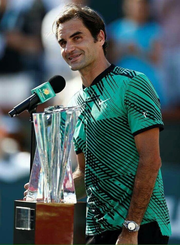Nike Roger Federer RF 2017 Indian Wells Miami Henley Polo Tennis Shirt Uniqlo ON gallery