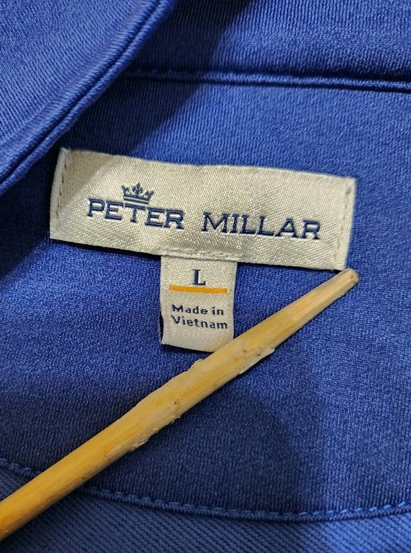 Peter Millar 1/4 Zip Pullover Mens Large Blue Stretch Lightweight Golf Club Logo gallery
