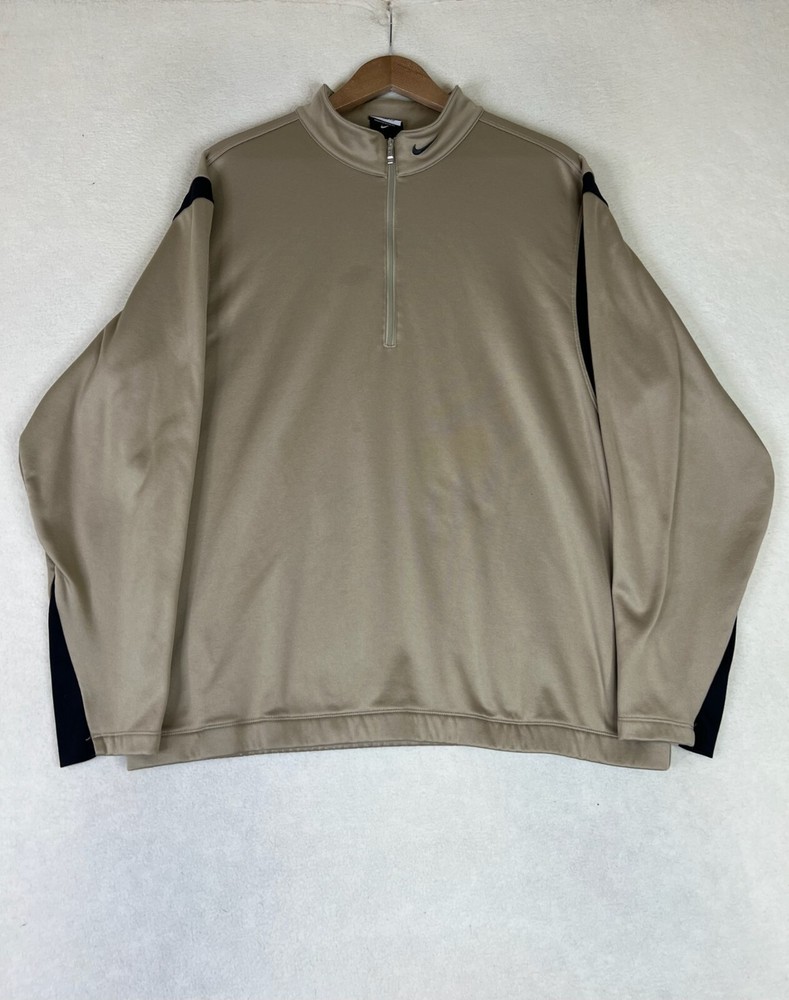 Nike Golf 1/4 Zip Pullover Men's XL Beige Fleece Lined Therma-Fit 479462-235