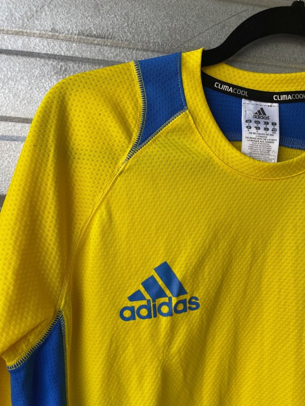 Adidas 2011 Boston Marathon Running Long Sleeve Yellow Event Shirt Men's M gallery