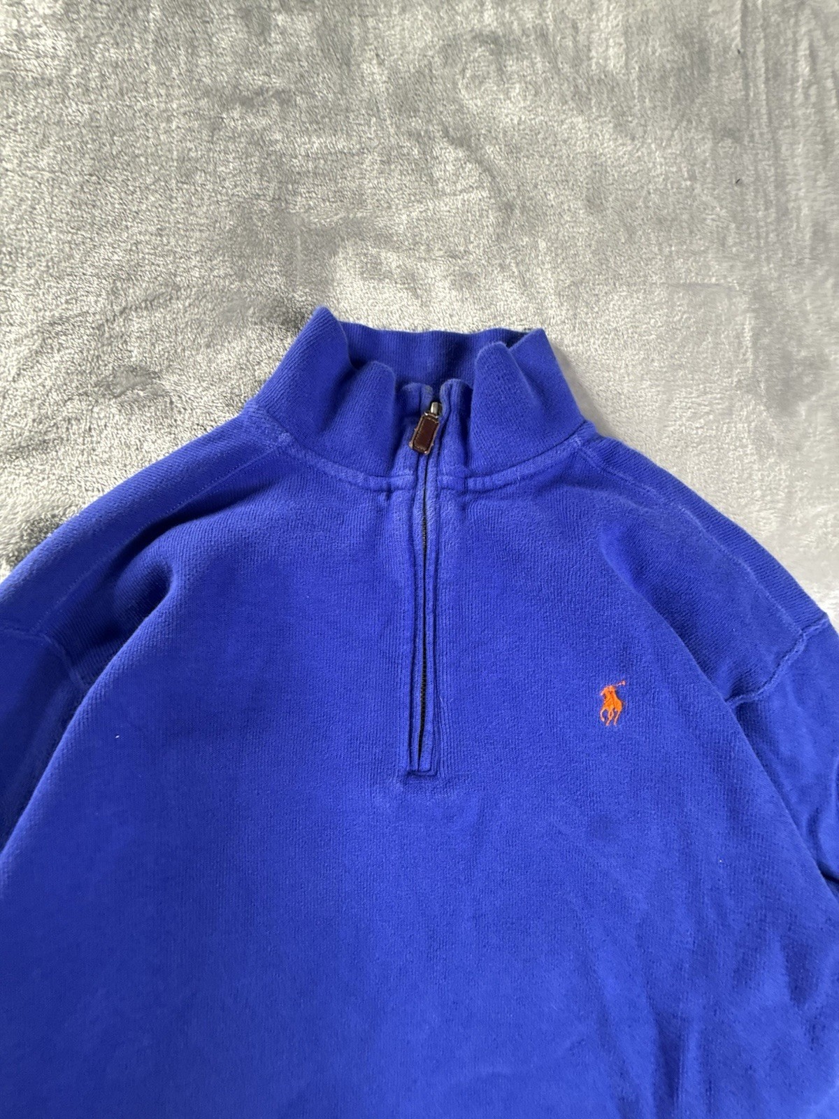 Made In USA Polo Ralph Lauren Estate Rib Navy Sweater Men's M 1/4 Zip Pullover gallery