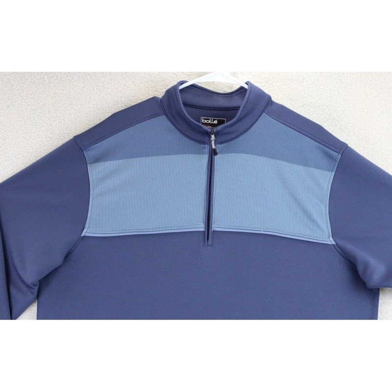 Bolle Mens Pullover Sweatshirt Navy Blue Quarter Zip Long Sleeve XL gallery