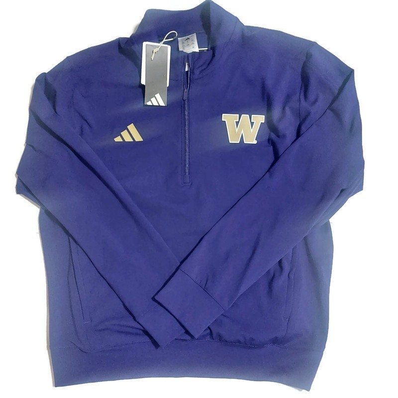 Adidas NCAA Washington Huskies 1/4 Zip Pullover Hockey Golf Jacket Mens L Purple