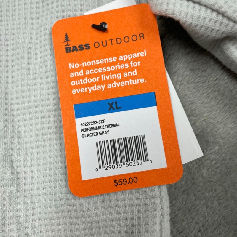 Bass Outdoor Glacier Gray Performance Thermal Long Sleeve Shirt XL NWT 6262 gallery