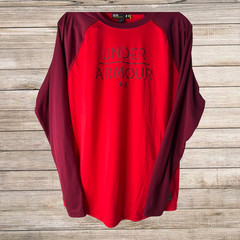 Under Armour Red Medium Long Sleeve Crew Neck With Band Collar