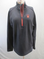 Spyder Size L Mens Black 1/2 Zip Fleece Shell Sport Activewear Pull Over 722