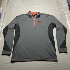 Harley-Davidson Pullover Mens Medium Gray Black Orange Quarter Zip Performance