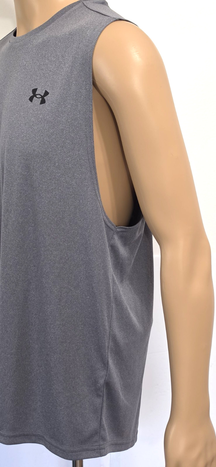 Under Armour Tank Top Mens Large Grey Crew Neck Lightweight Loose Fit Logo gallery
