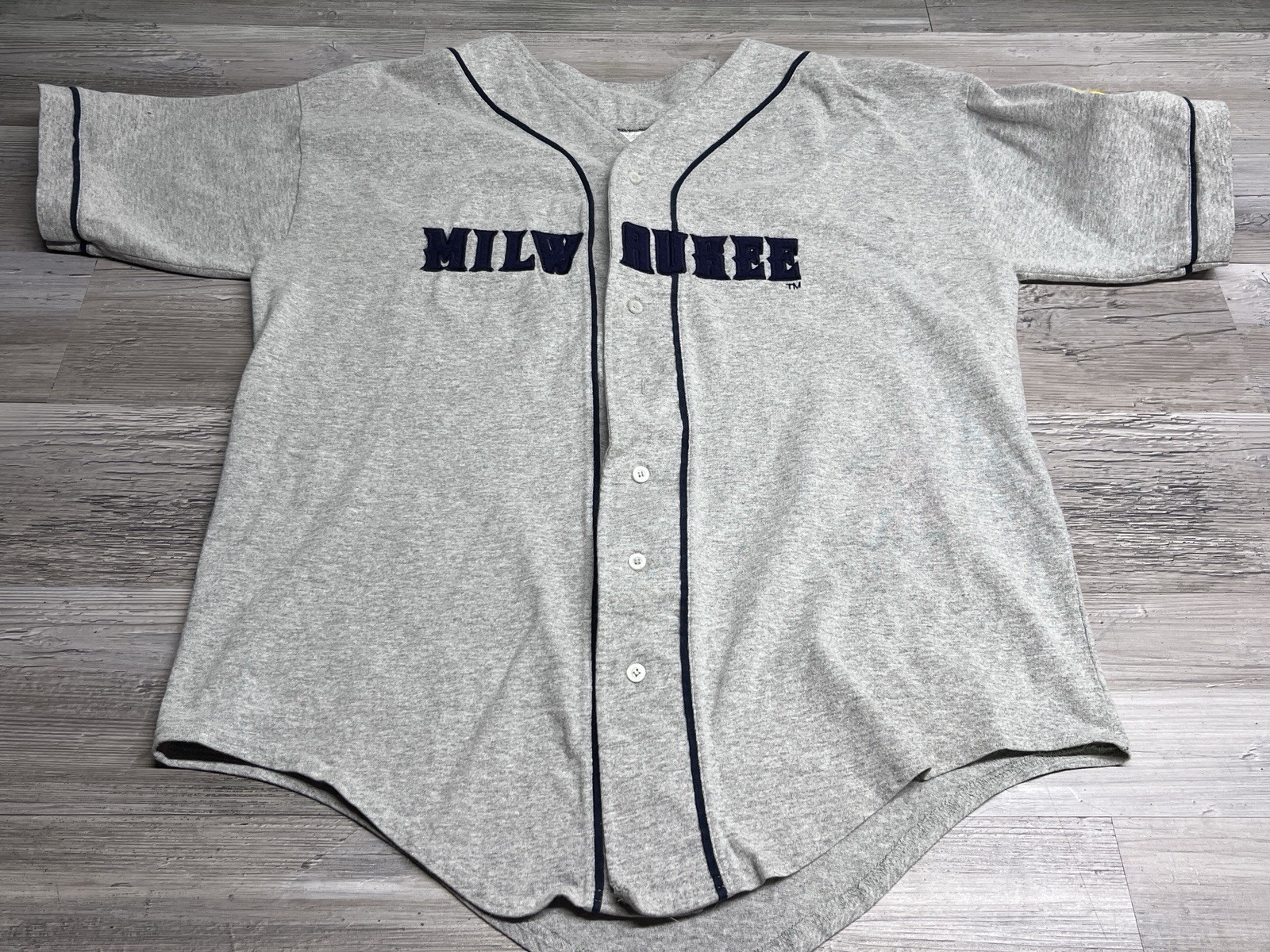 Vintage Miller Lite Milwaukee Baseball Jersey Button Front Cotton XL USA Star gallery