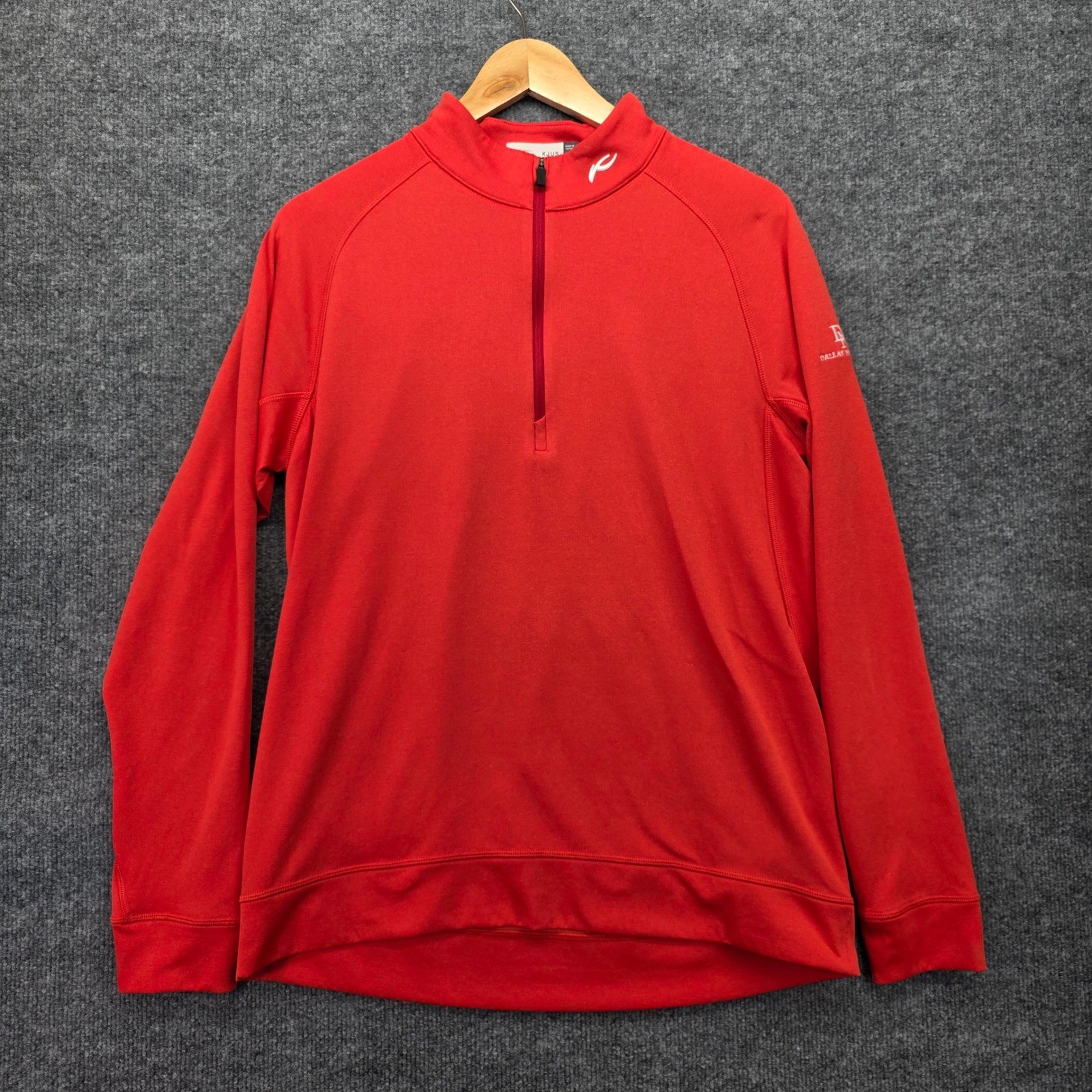 KJUS Men's Red Half Zip Pullover Long Sleeve Golf Athletic Shirt Size M gallery