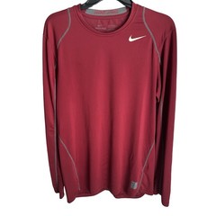 Nike Dri-FIT Pro Fitted Long Sleeve Maroon Shirt Mens Medium Athletic Gym Train