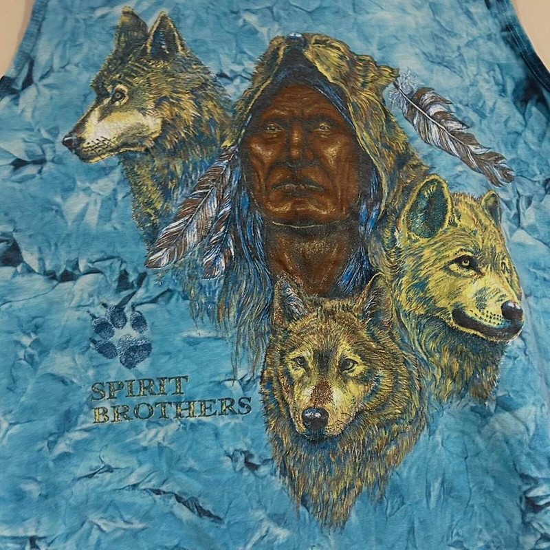 Vintage Native American Wolves Spirit Brothers Tank Top gallery