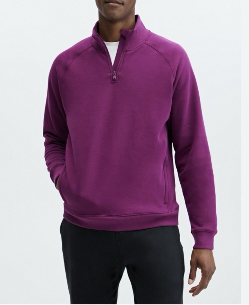 Fabletics Go-To Quarter Zip Pullover Men’s Large Purple Athletic Sweater