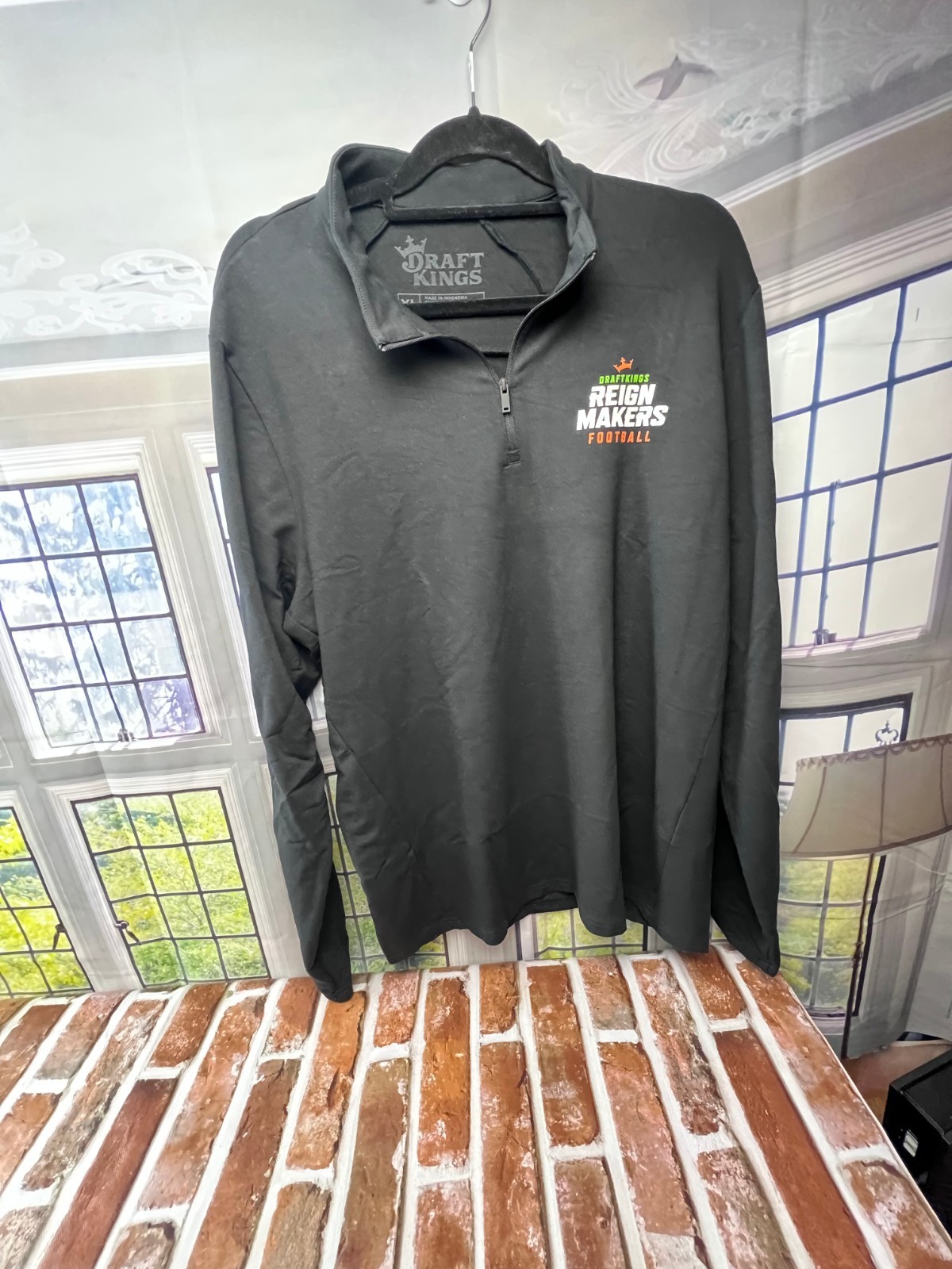DraftKings Reign Makers Football long sleeve 1/4 zip shirt pullover black Men's gallery