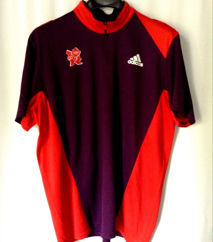 Adidas London Olympics 2012 Athletic Shirt SZ XL Purple Red 1/4 Zip SS Epaulets gallery