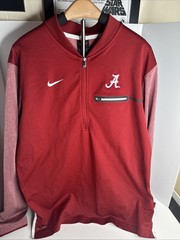Nike Pullover Mens L Red Dri Fit Alabama Crimson Tide 1/4 Zip Pullover – See Pic