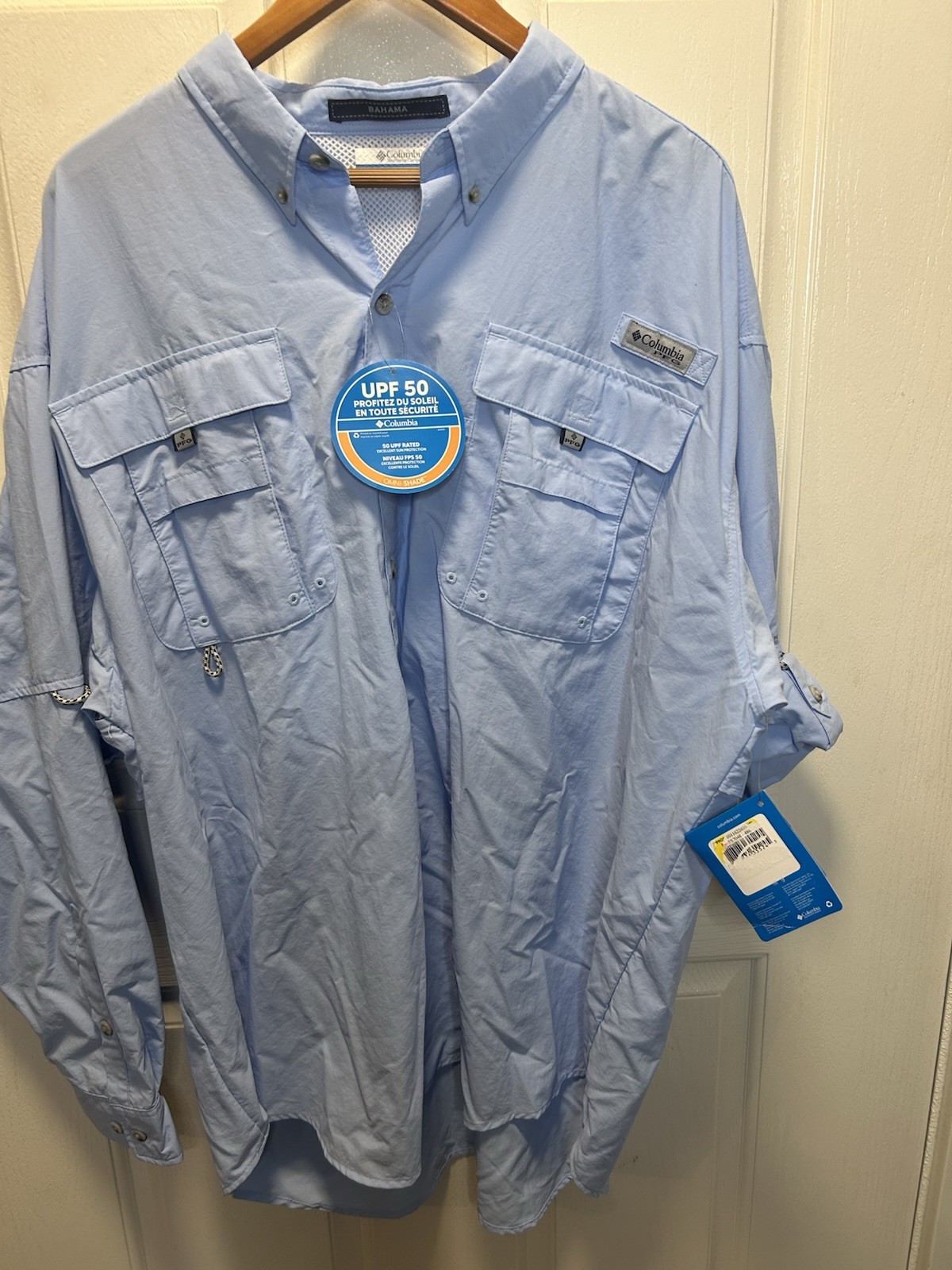 NEW Columbia PFG Bahama II Fishing Shirt Mens 2X Tall 2XLT Blue L/S Sleeve gallery