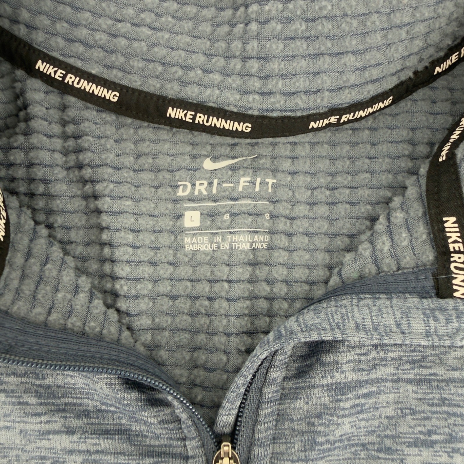 Nike Running Dri-FIT Blue Heathered Quarter Zip Pullover Mens Large L Top gallery