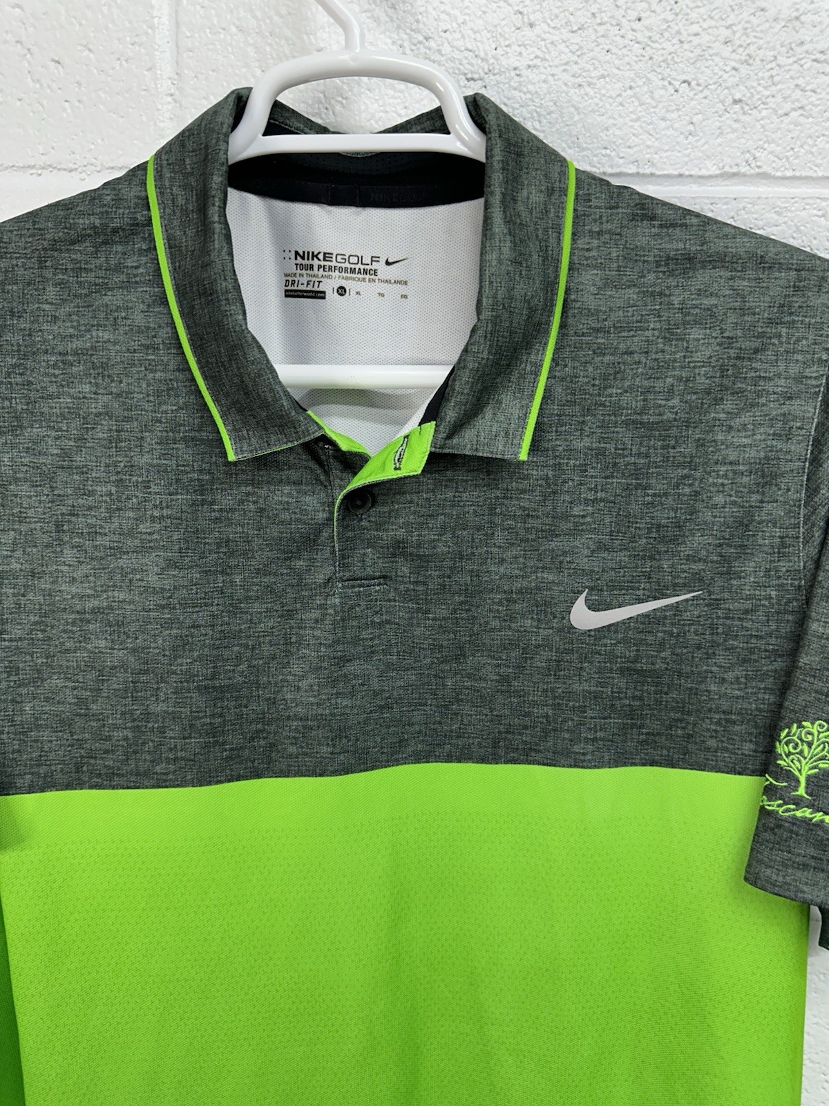 Nike Major Moment Golf Polo Shirt 685723 Momentum Golfing Grey Green XL *LOGO gallery