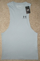 Under Armour UA Left Chest Cut Off Tank Blue Calm S Loose Fit Sleeveless Shirt