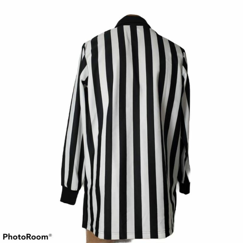Adams Smitty Mens Football Referee Shirt White Stripe Long Sleeve Pocket L New gallery