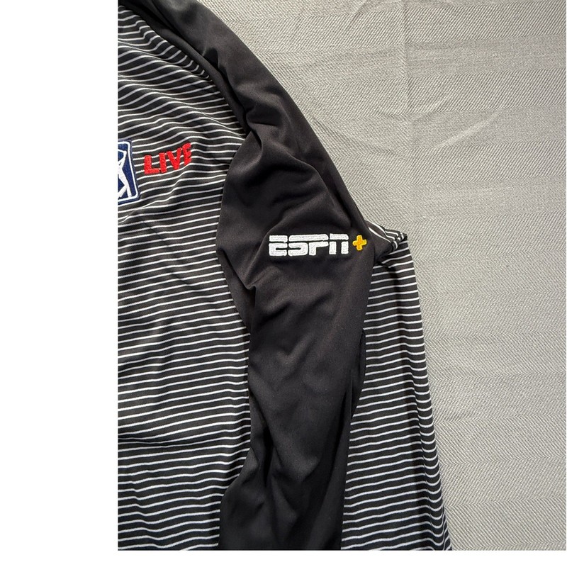 Levelwear PGA Tour Live ESPN Quarter Zip Pullover Men XL Black Striped Golf 1599 gallery