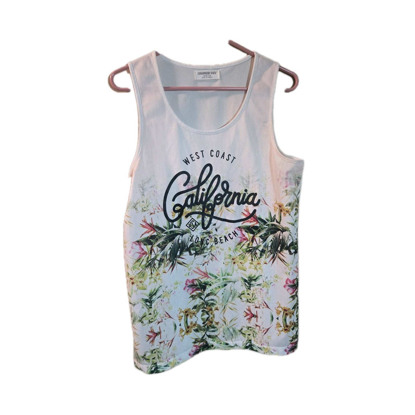 Cedarwood State Tank Top Mens Medium California Floral Graphic West Coast Beach gallery