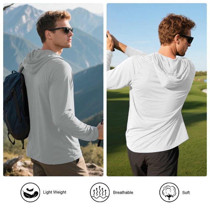 Men's 5-Pack Lightweight UPF 50+ Long Sleeve Sun Protection Performance Hoodie gallery