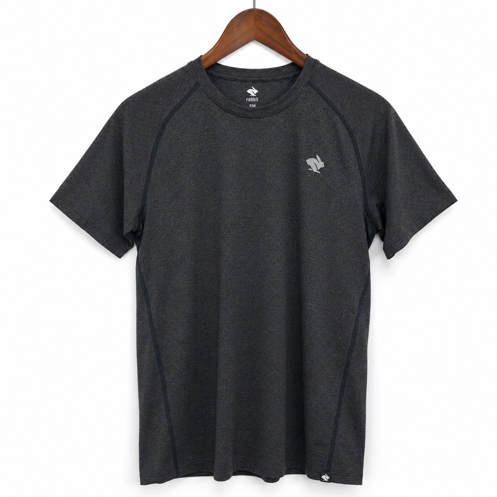 rabbit EZ Tee Perf Trail Mens Small Charcoal Gray Perforated Running Shirt RM158
