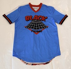 Black Pyramid Jersey Shirt Blue Red Black Graphic Hip Hop Streetwear Size Large