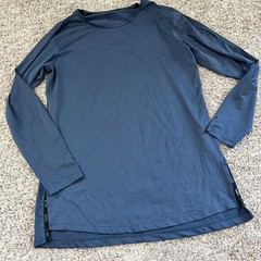 Nike Dri-FIT Mens Long Sleeve Training Shirt Slate Blue Side Tape Vents Size L