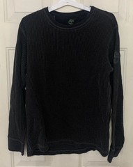Timberland Thermal Shirt Mens L Charcoal Gray Waffle Knit Long Sleeve