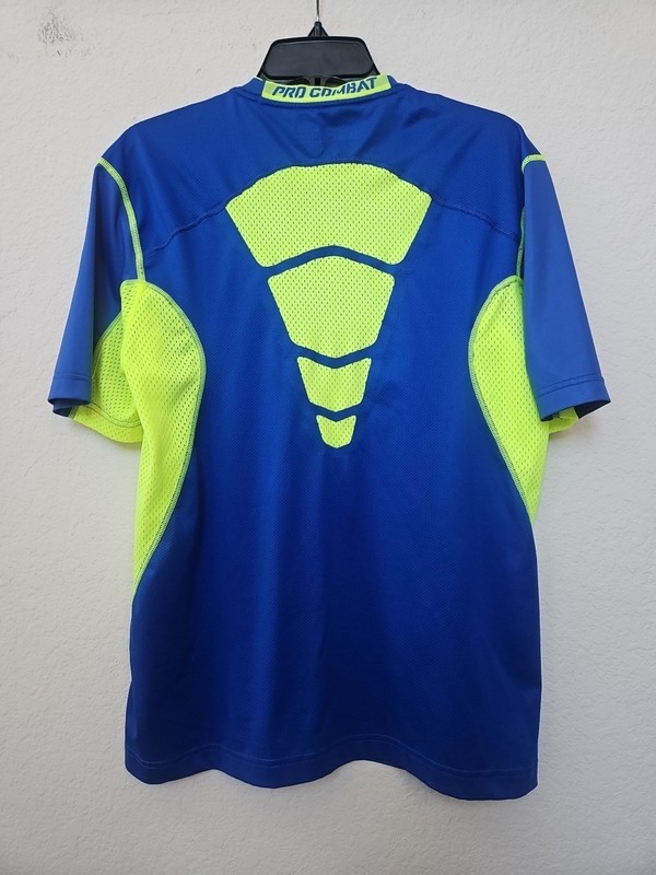Nike Dri-Fit Pro Combat Fitted Activewear Shirt Men's Size M Royal Blue/Volt gallery